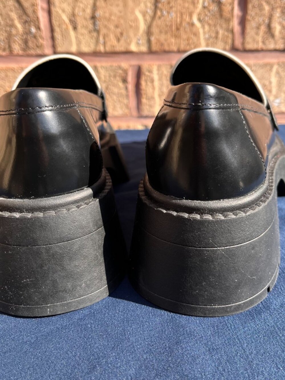 COACH Leah Platform Loafers Women’s Size 5 Leather Black White Lug Sole Shoes - Picture 7 of 16